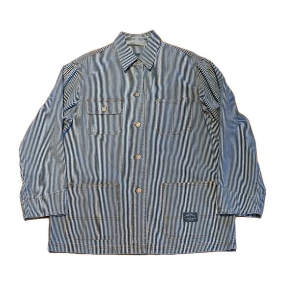 Ralph Lauren LJC Coat Jacket Womens Large Vintage Railroad Stripe Chore Utility - Picture 2 of 12